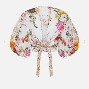 NWT Camilla Multicolor Floral Puff Sleeve Blouse.